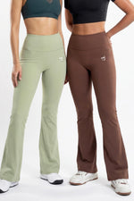 Load image into Gallery viewer, WIT Flo Women’s High-Waisted Ruched Flared Gym Leggings | Pack of 2