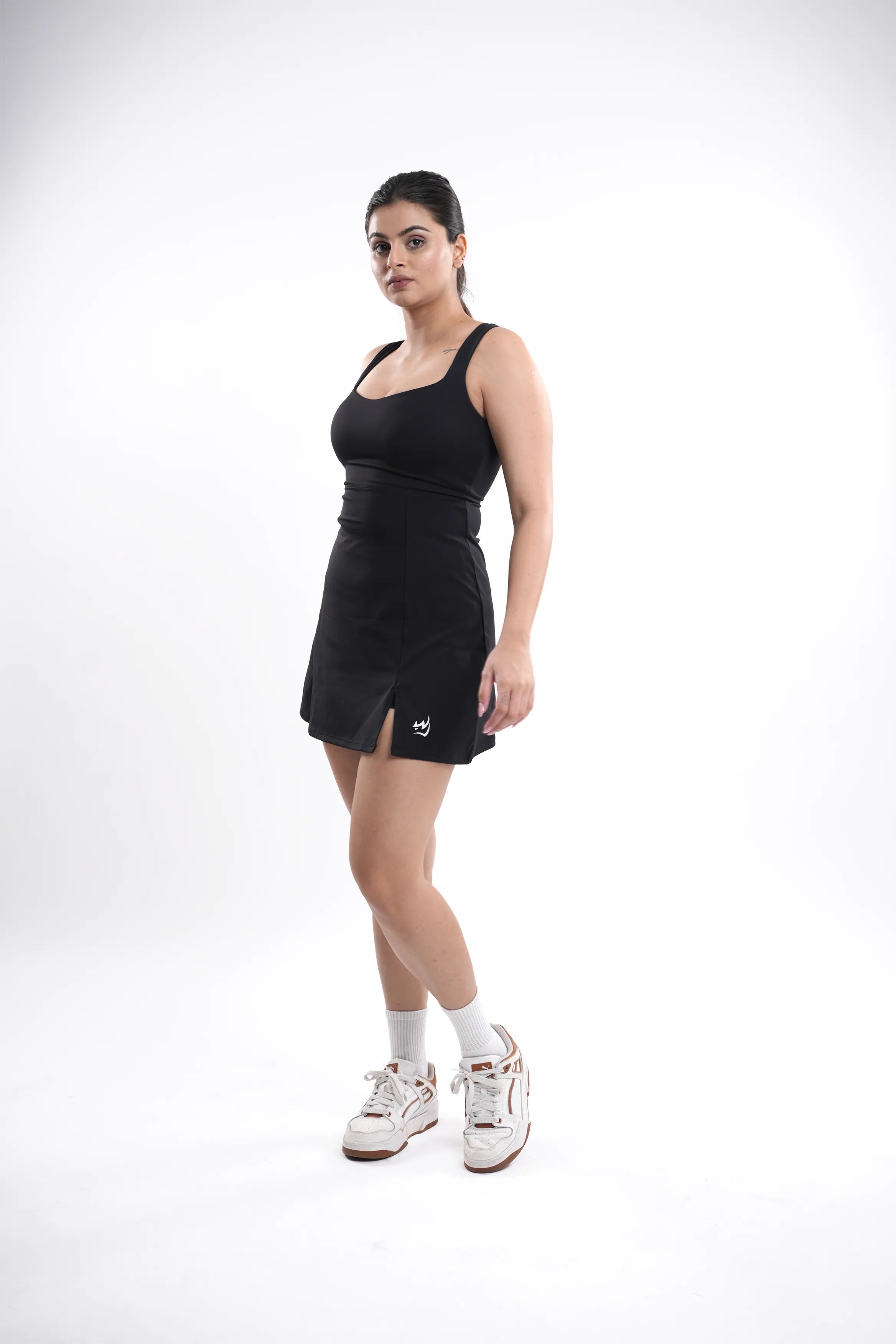 chinese dress ladies Blue Stripe Shell Athletic Dress with Shorts & Pockets Small